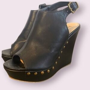 Black Platform Wedge Sandals